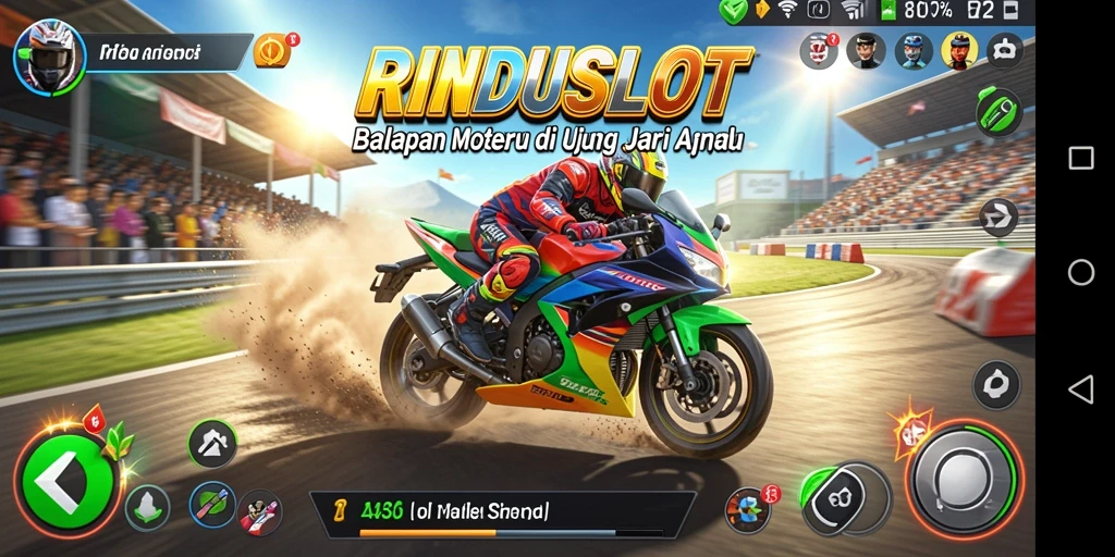 Tampilan gameplay RINDUSLOT yang memukau saat balapan motor.